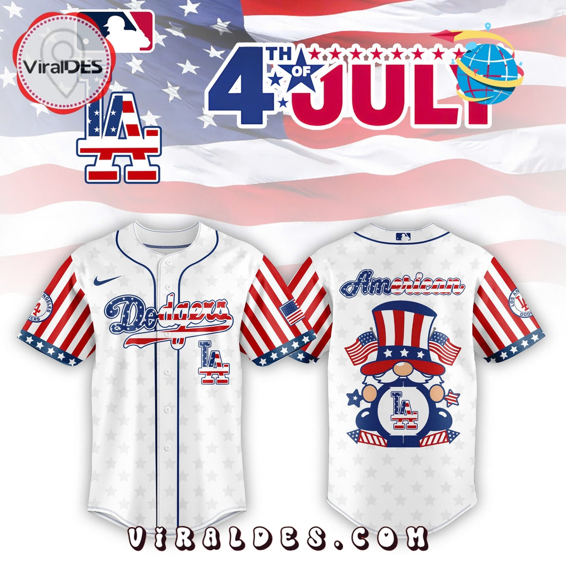 4th of July Independence x Los Angeles Dodgers Baseball Jersey
