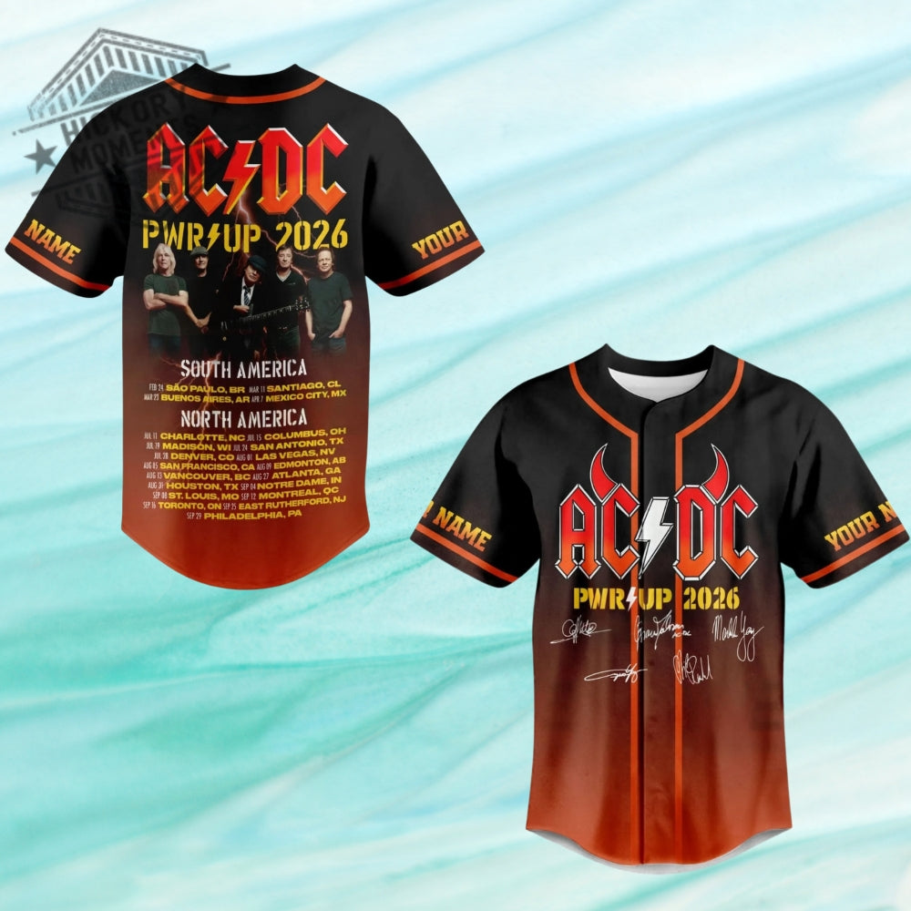 Acdc Band Pwr Up 2026 Tour Baseball Jersey