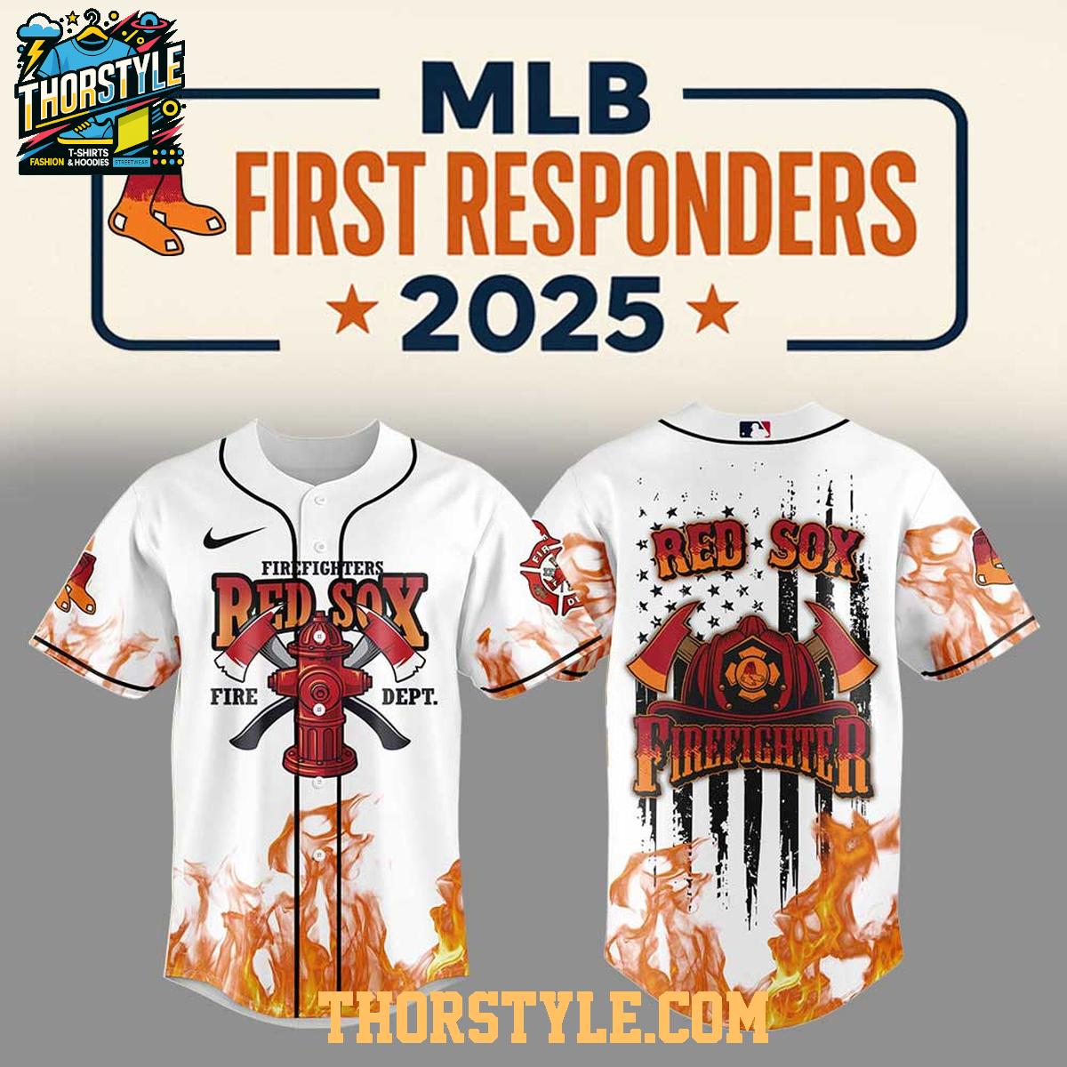 Boston Red Sox Firefighter Appreciation 2025 Fire Dept. Baseball Jersey