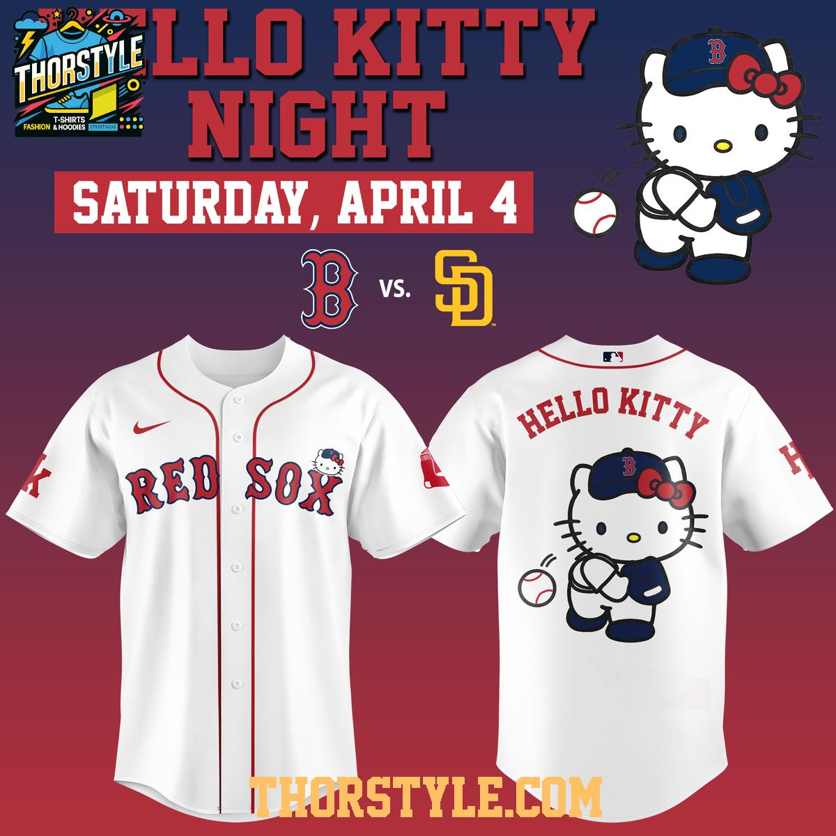 Boston Red Sox x Hello Kitty 2026 Night Of MLB Personalized Baseball Jersey
