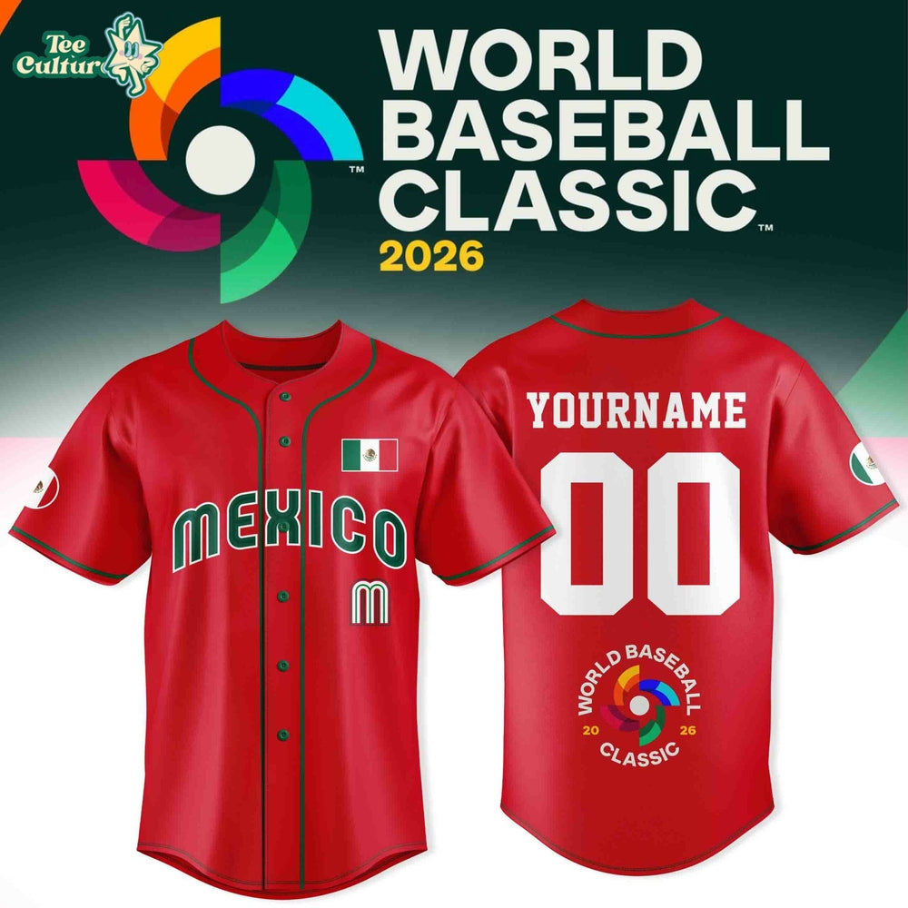 Mexico Baseball 2026 World Baseball Classic-Design For Fan-3D Baseball Jersey - Red