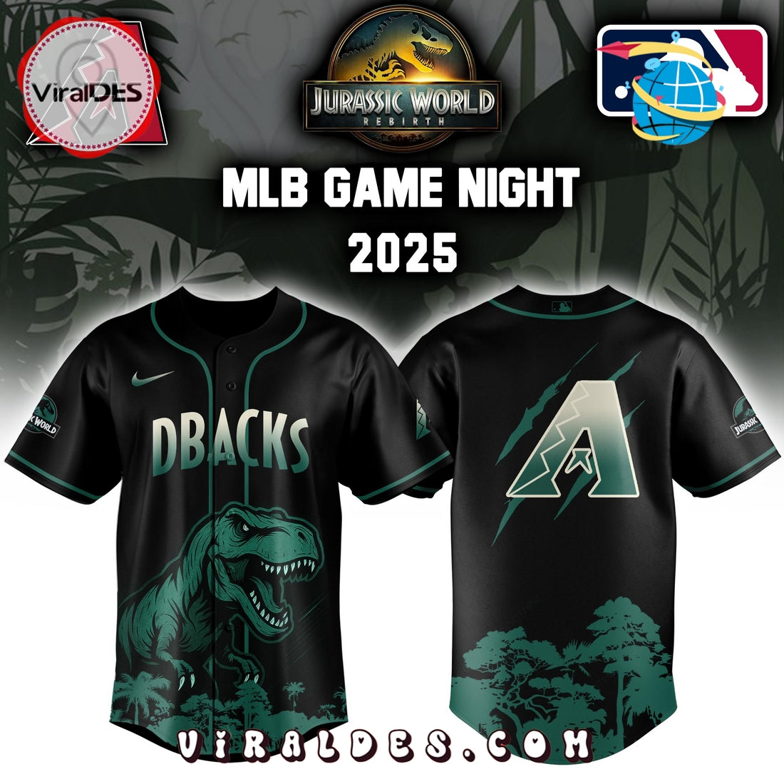 Arizona Diamondbacks x Jurassic World Baseball Jersey