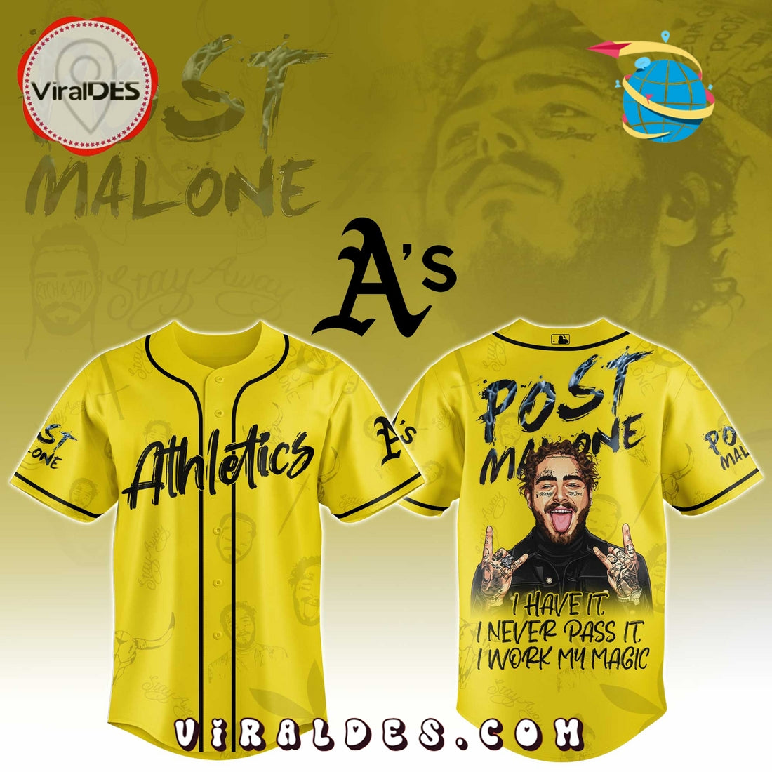 Athletics x Post Malone Tour Baseball Jersey
