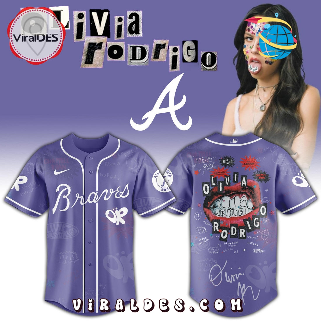 Atlanta Braves MLB x Olivia Rodrigo Guts World Tour Jersey