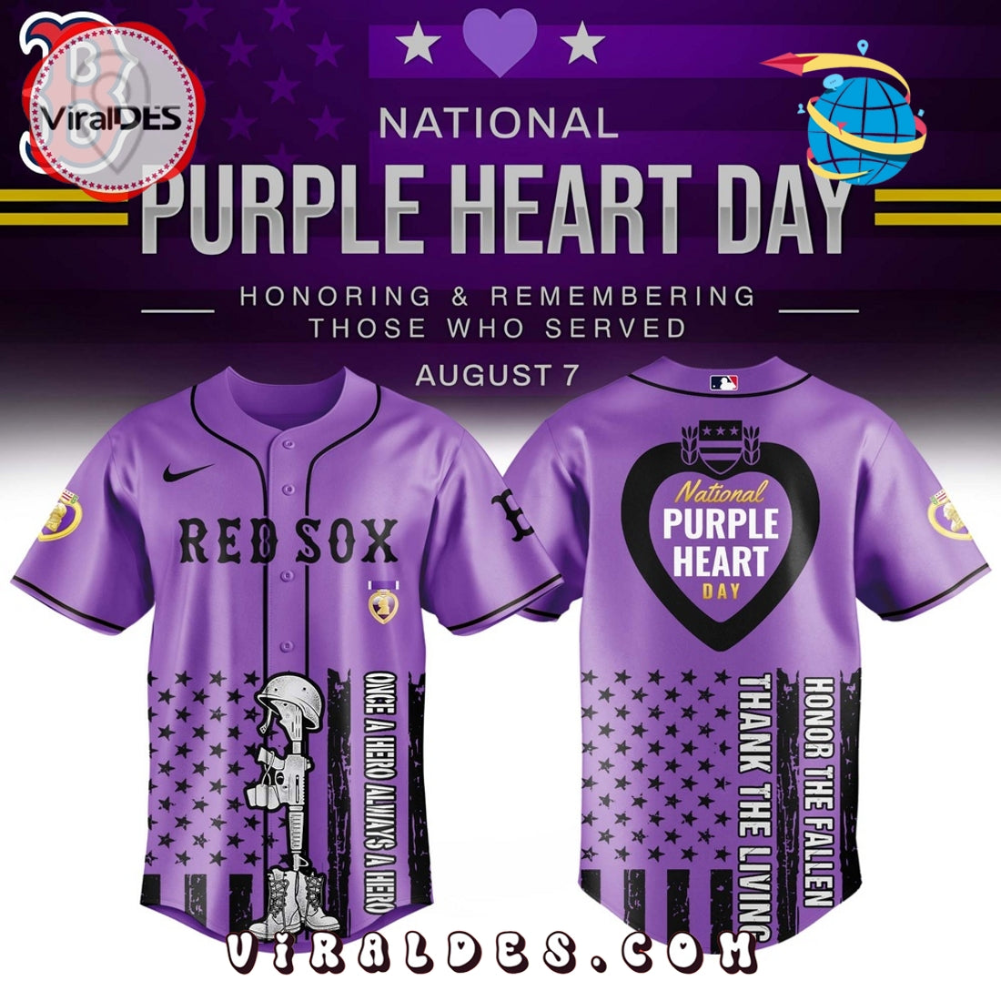 Boston Red Sox MLB x Purple Heart Day Baseball Jersey