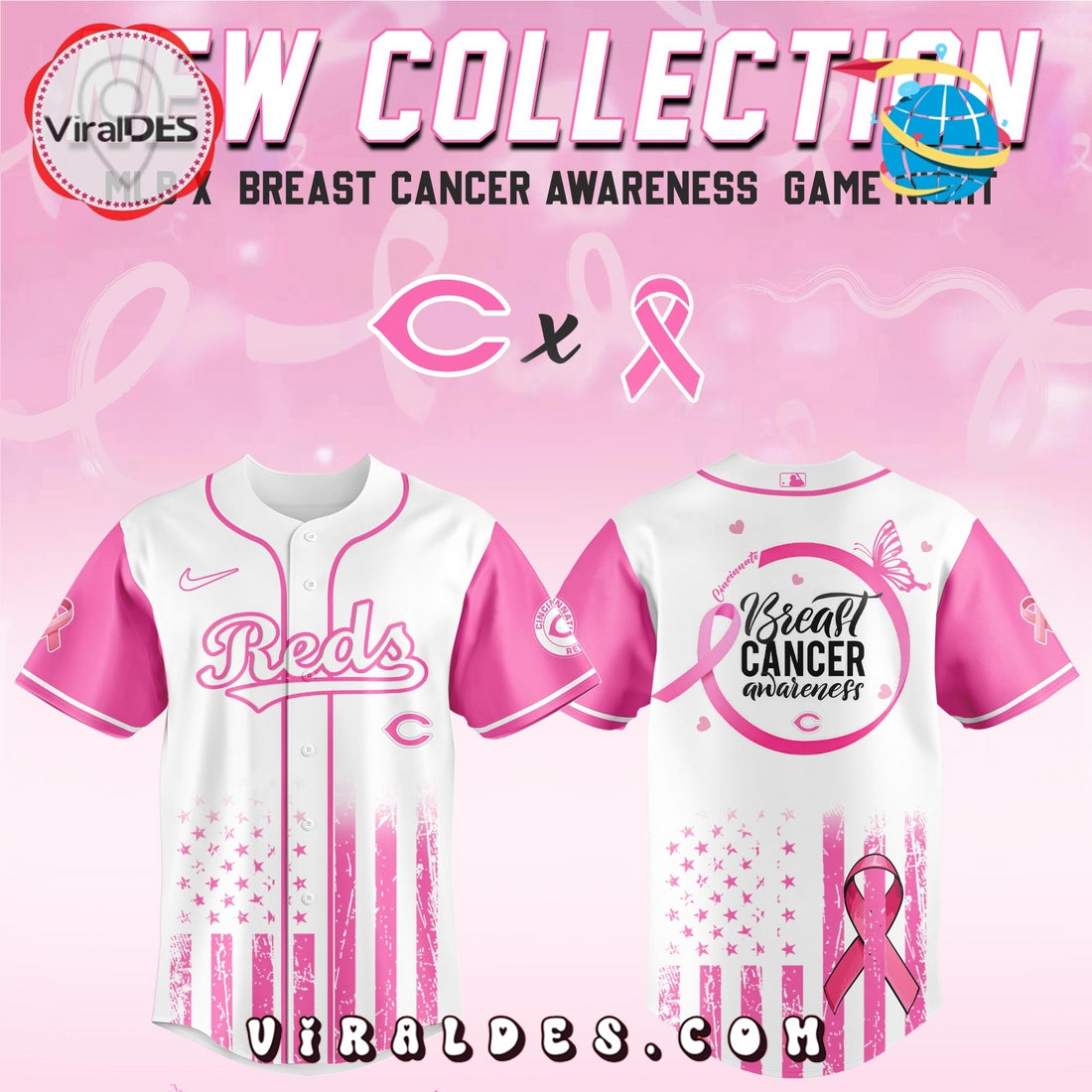 Cincinnati Reds x Breast Cancer Awareness Game Night Baseball Jersey