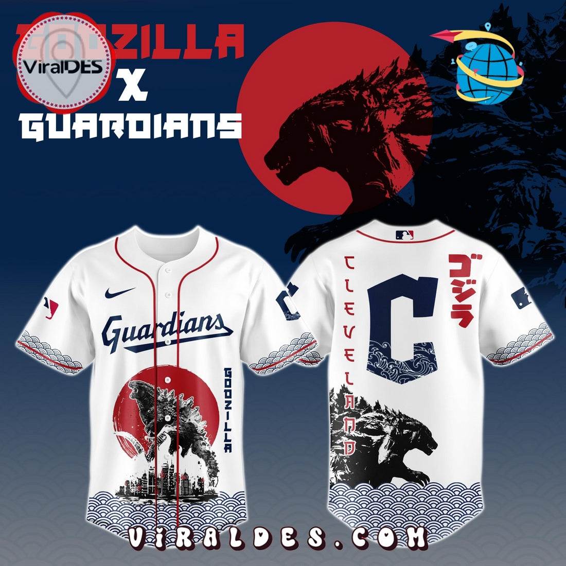 Cleveland Guardians MLB x Godzilla Baseball Jersey