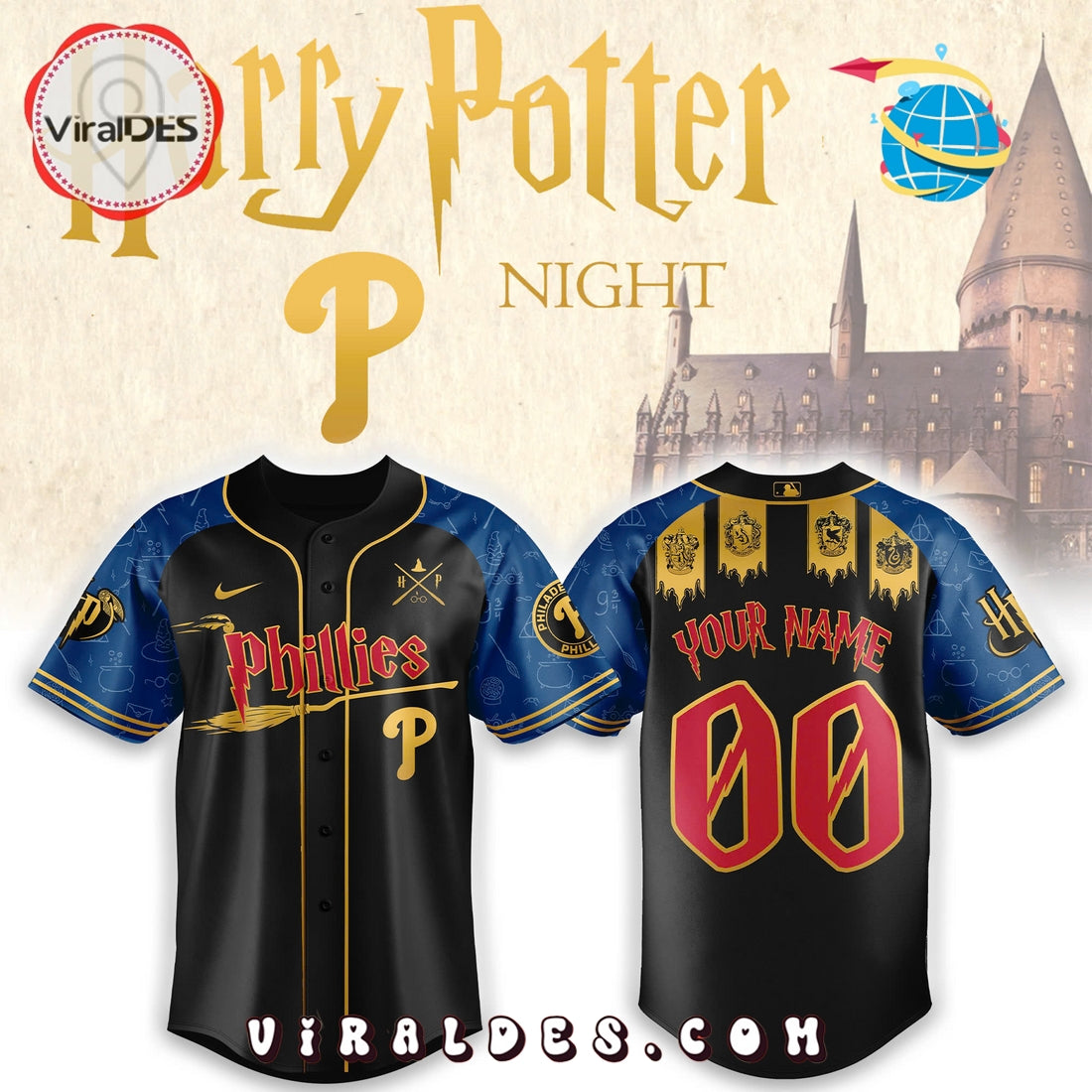 Custom Philadelphia Phillies x Harry Potter Baseball Jersey