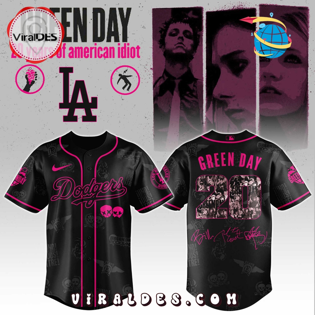 Dodgers MLB x Green Day 20th Anniversary Baseball Jersey