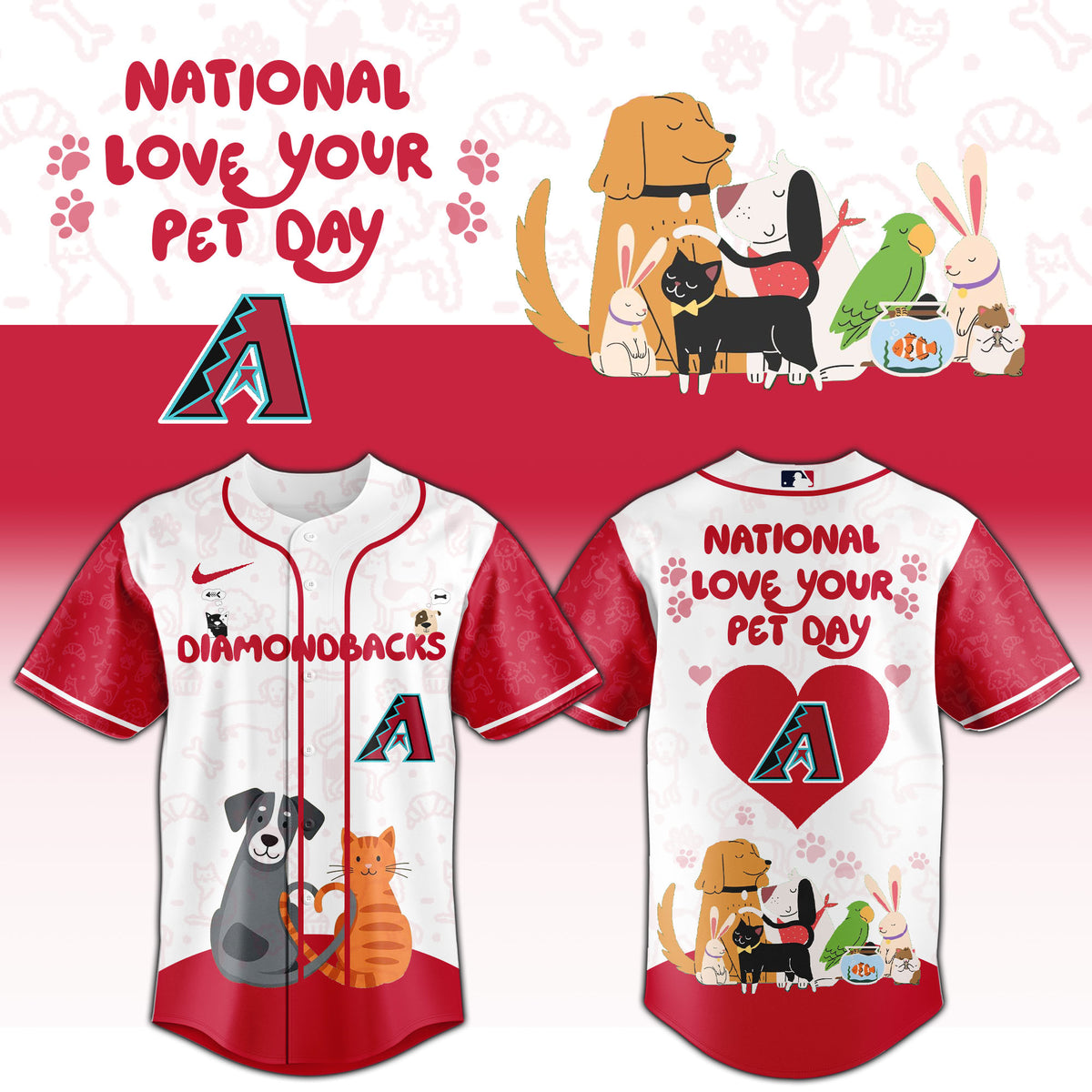 ARI Diamondbacks special National Love Your Pet Day Limited Edition Jersey