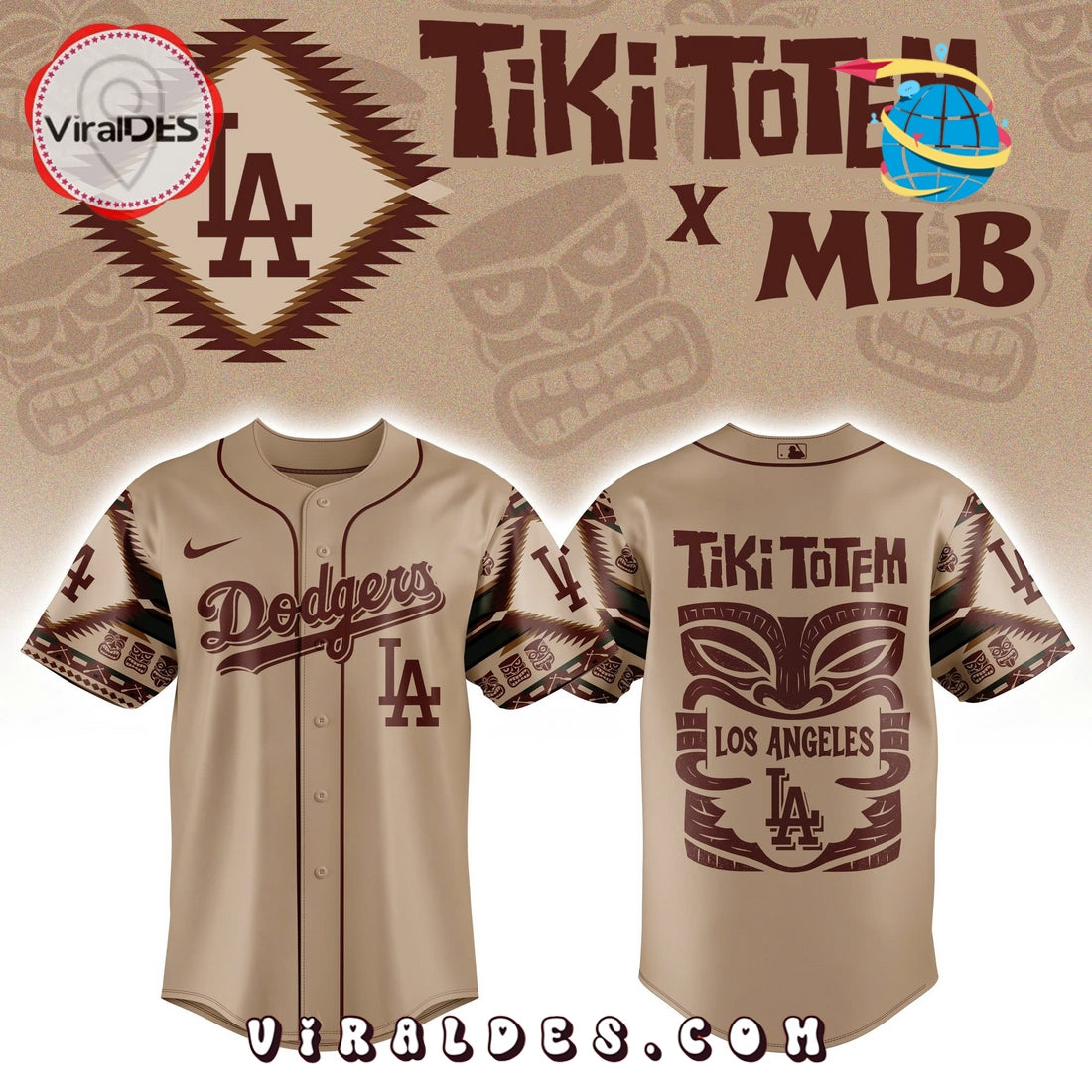 Los Angeles Dodgers x Native American Tiki Totem Baseball Jersey