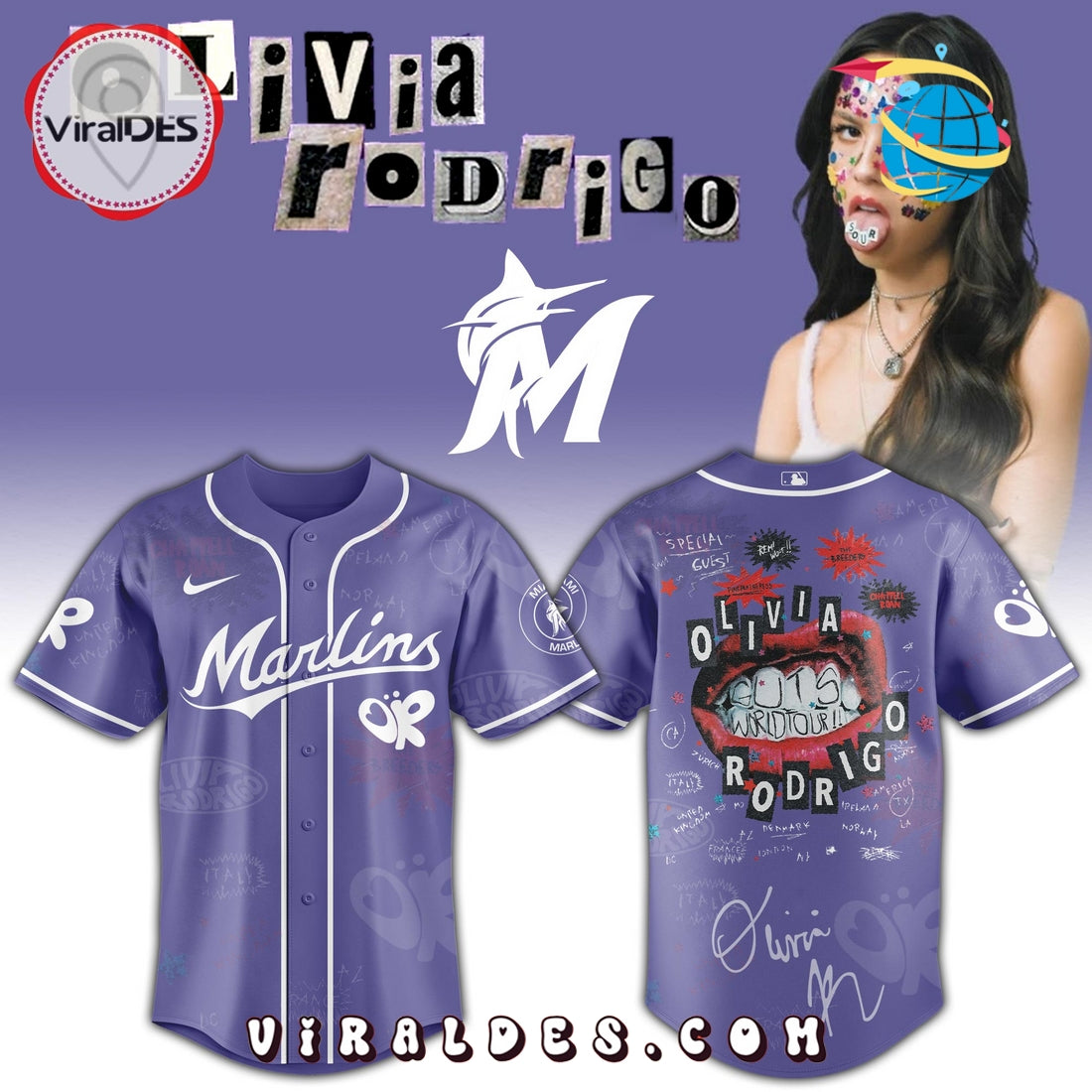 Miami Marlins MLB x Olivia Rodrigo Guts World Tour Jersey