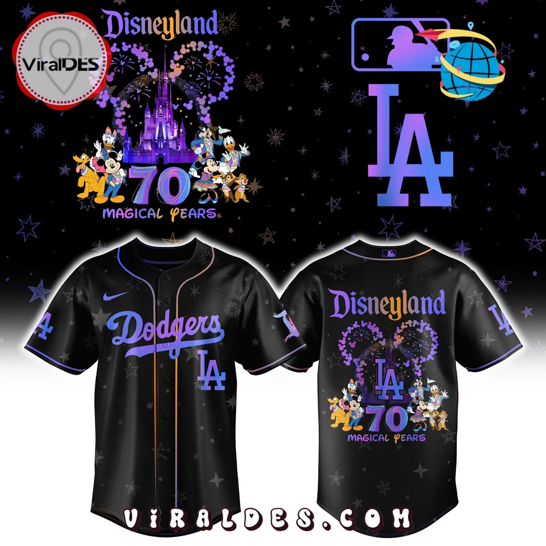 MLB Los Angeles Dodgers x Disneyland 70th Baseball Jersey