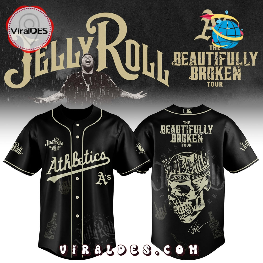 Oakland Athletics x Jelly Roll Tour Baseball Jersey