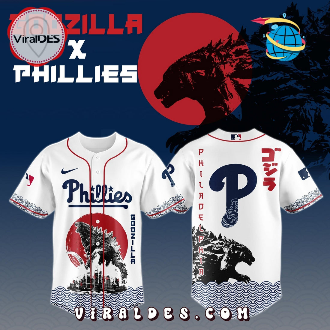 Philadelphia Phillies MLB x Godzilla Baseball Jersey
