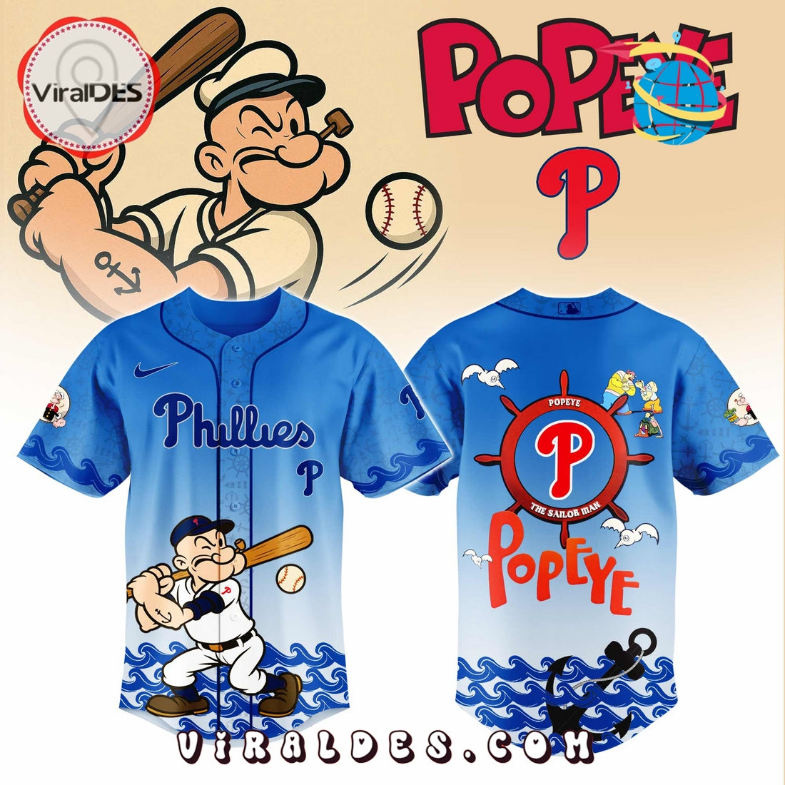 Philadelphia Phillies MLB x Popeye Baseball Jersey