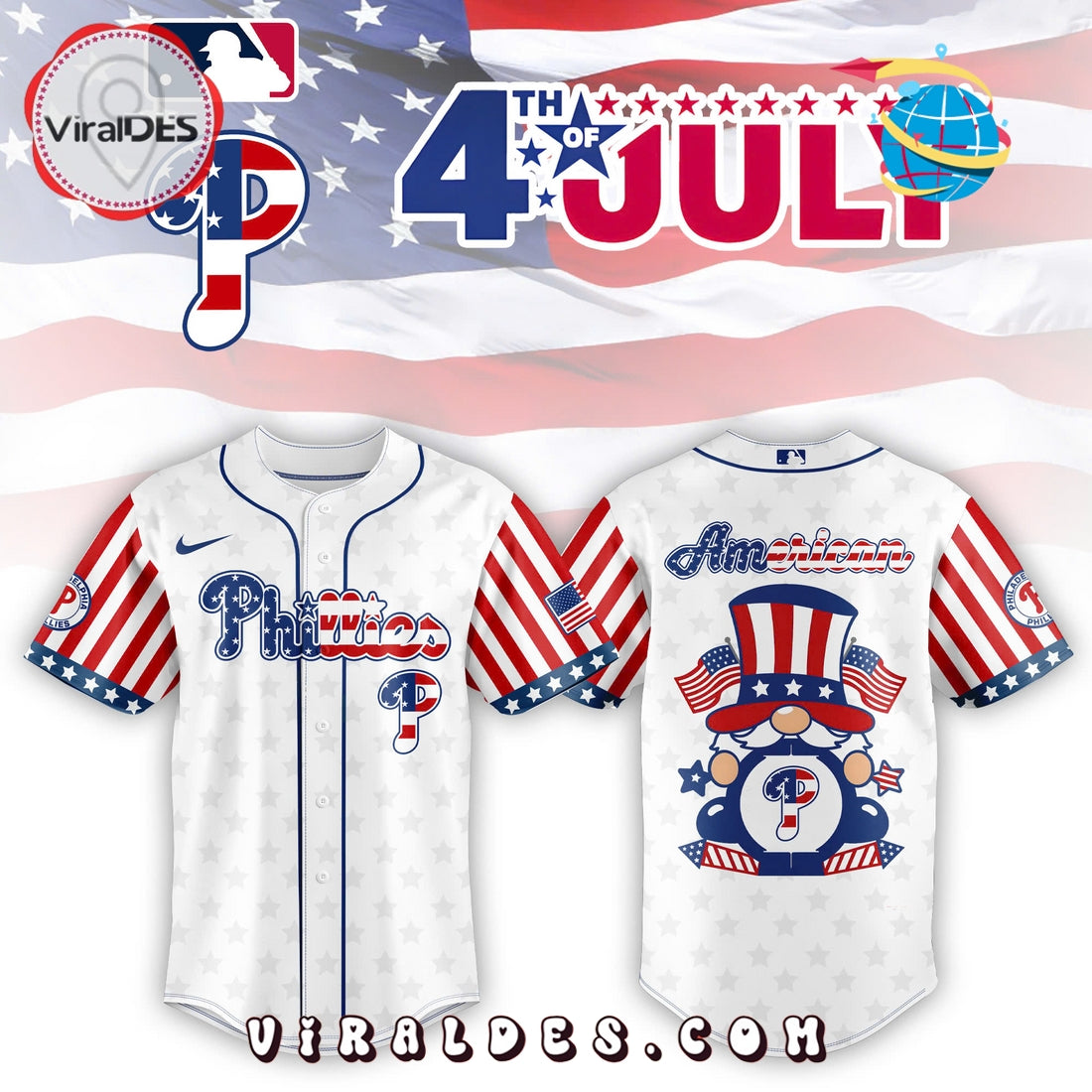Philadelphia Phillies x 4th Of July Independence Baseball Jersey