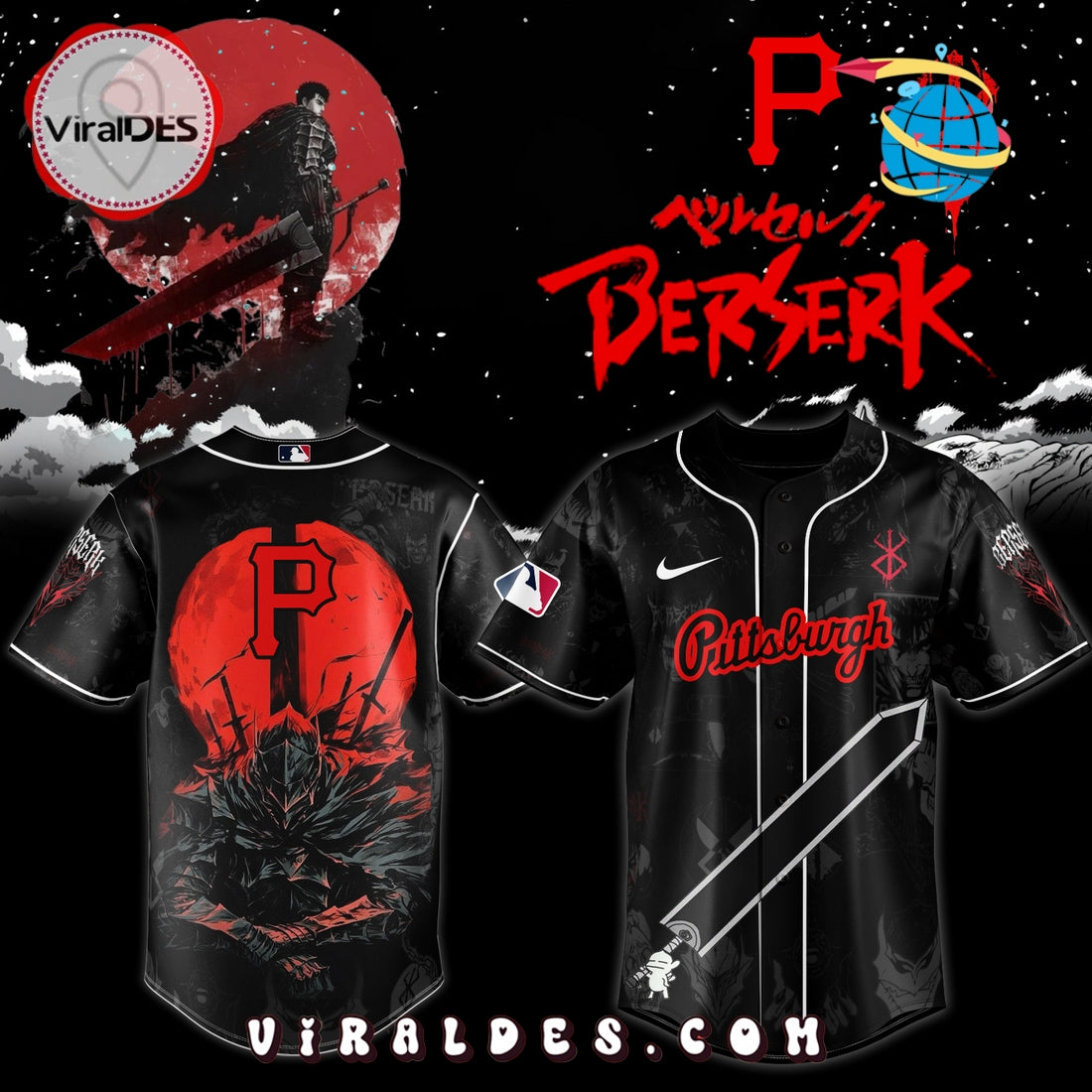 Pittsburgh Pirates x Berserk Limited Edition Baseball Jersey