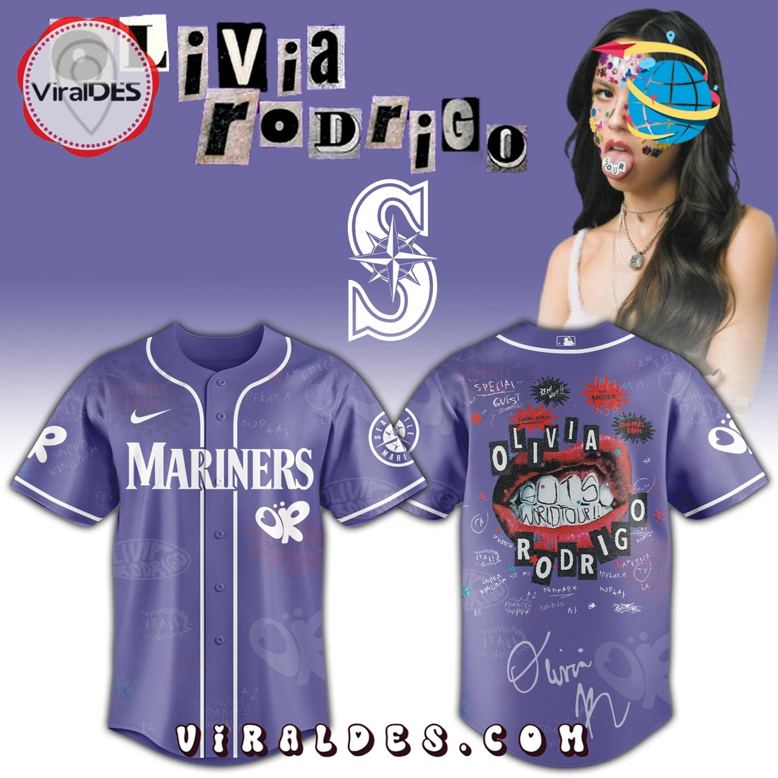 Seattle Mariners MLB x Olivia Rodrigo Guts World Tour Jersey