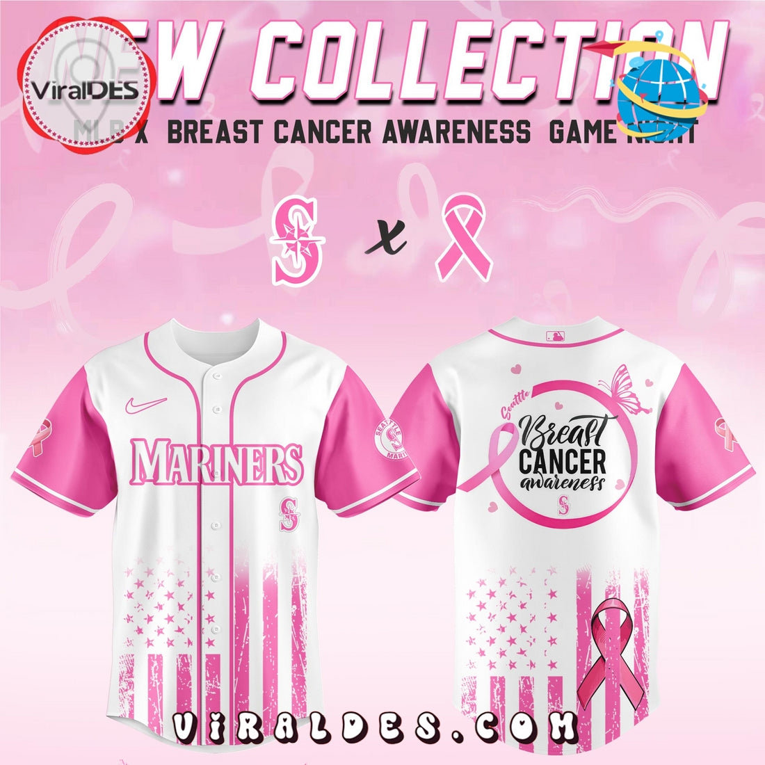 Seattle Mariners x Breast Cancer Awareness Game Night Baseball Jersey