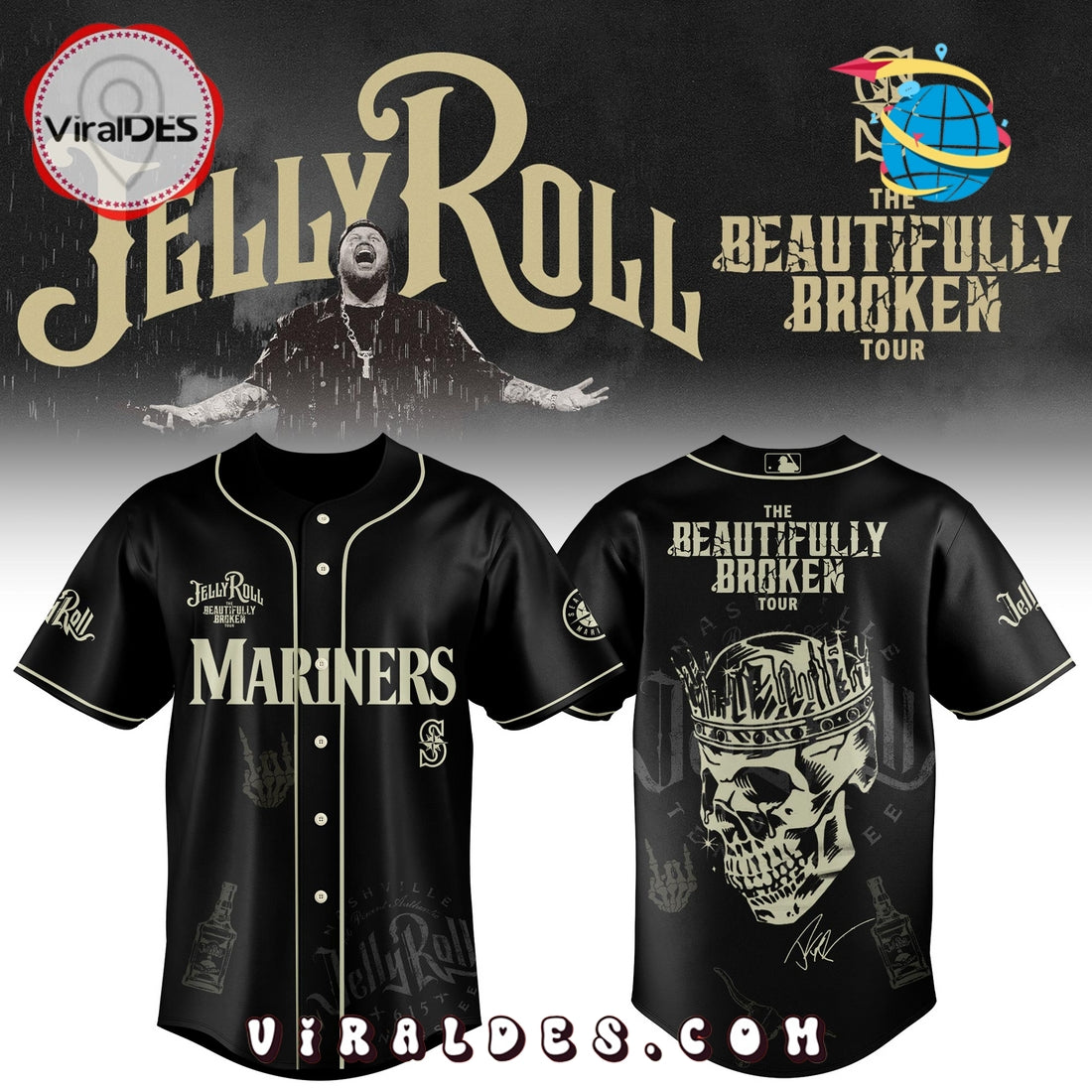 Seattle Mariners x Jelly Roll Tour Baseball Jersey