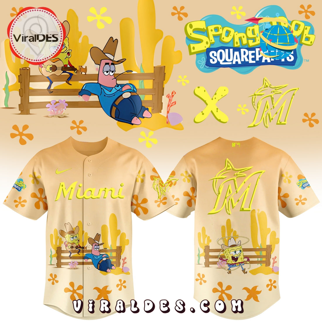 Spongebob Squarepants MLB Miami Marlins Baseball Jersey