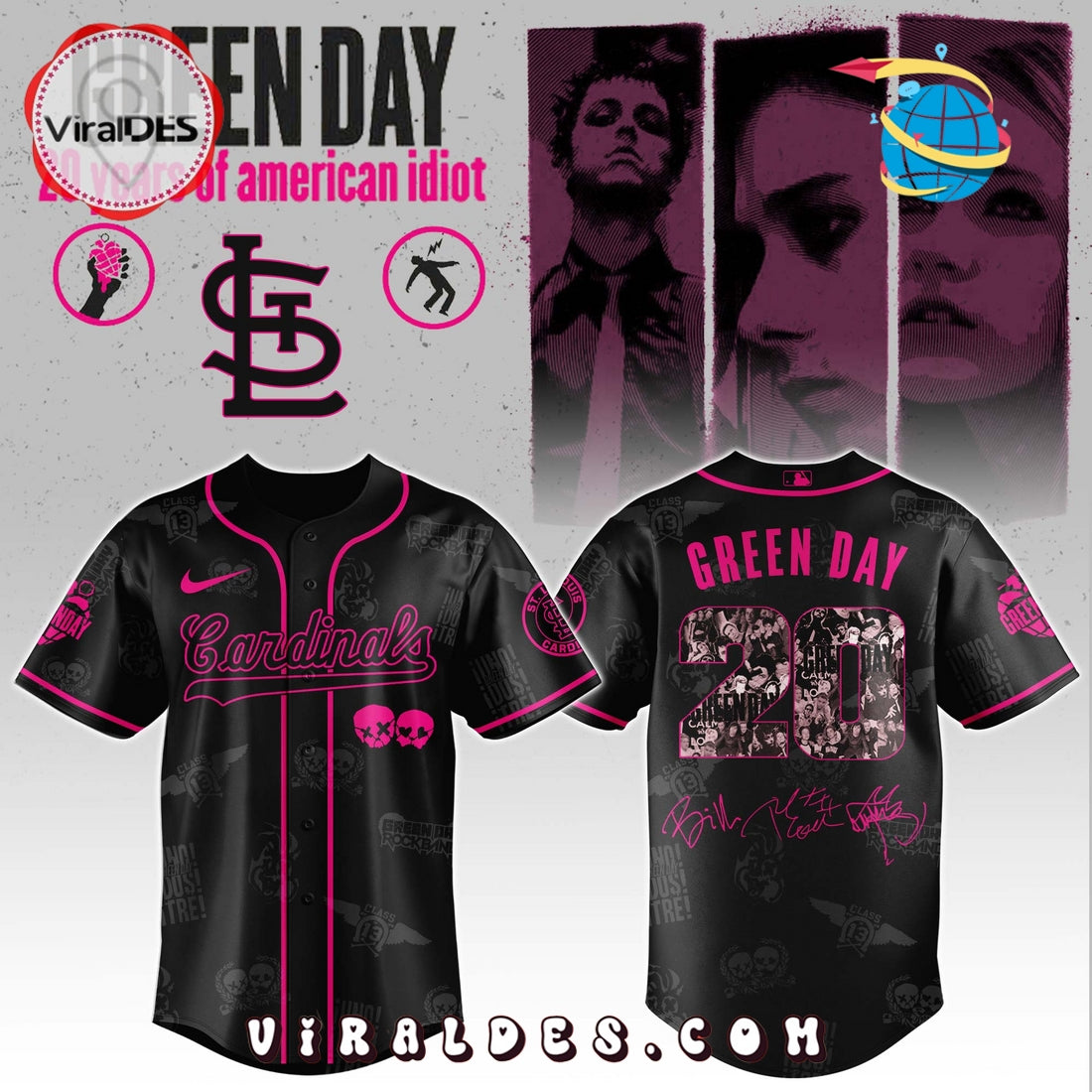 St. Louis Cardinals MLB x Green Day 20th Anniversary Baseball Jersey