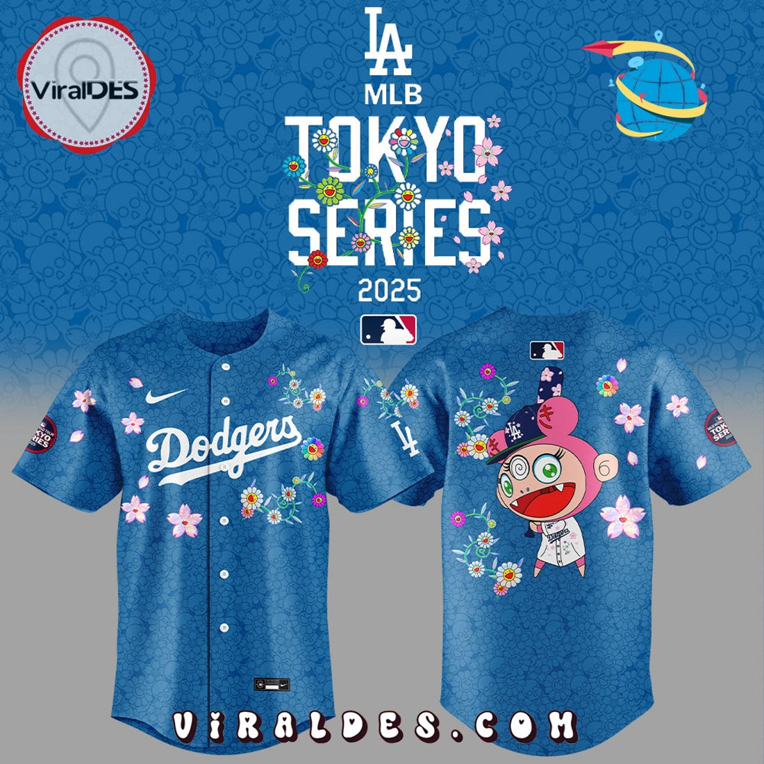 Takashi Murakami x Dodgers Tokyo Series Navy Baseball Jersey