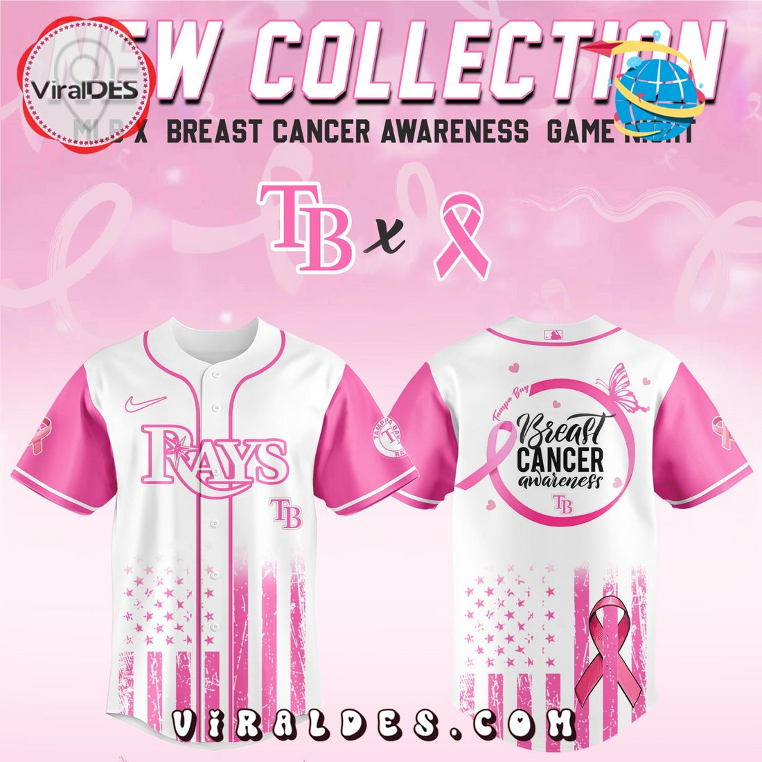 Tampa Bay Rays x Breast Cancer Awareness Game Night Baseball Jersey