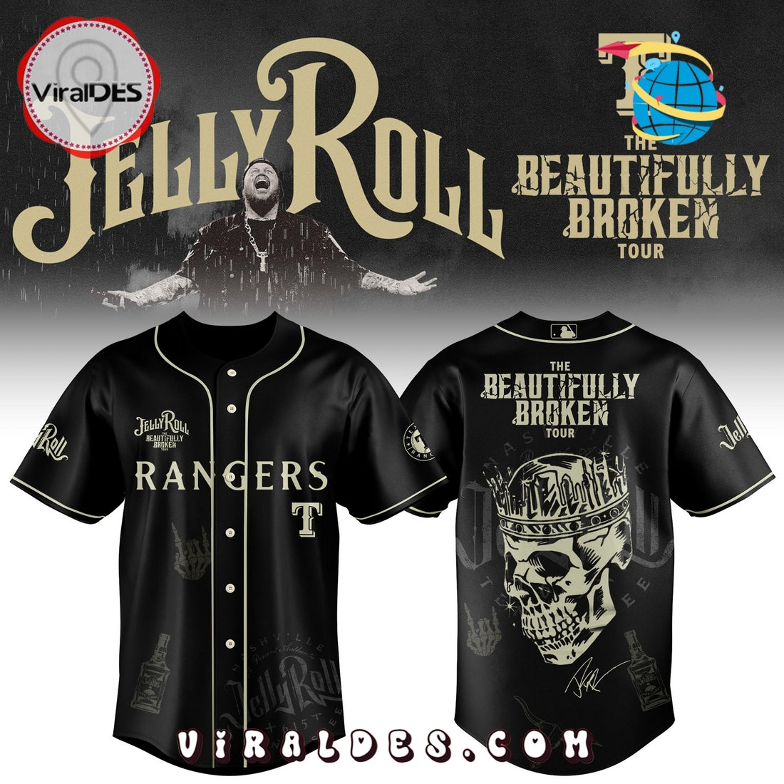 Texas Rangers x Jelly Roll Tour Baseball Jersey