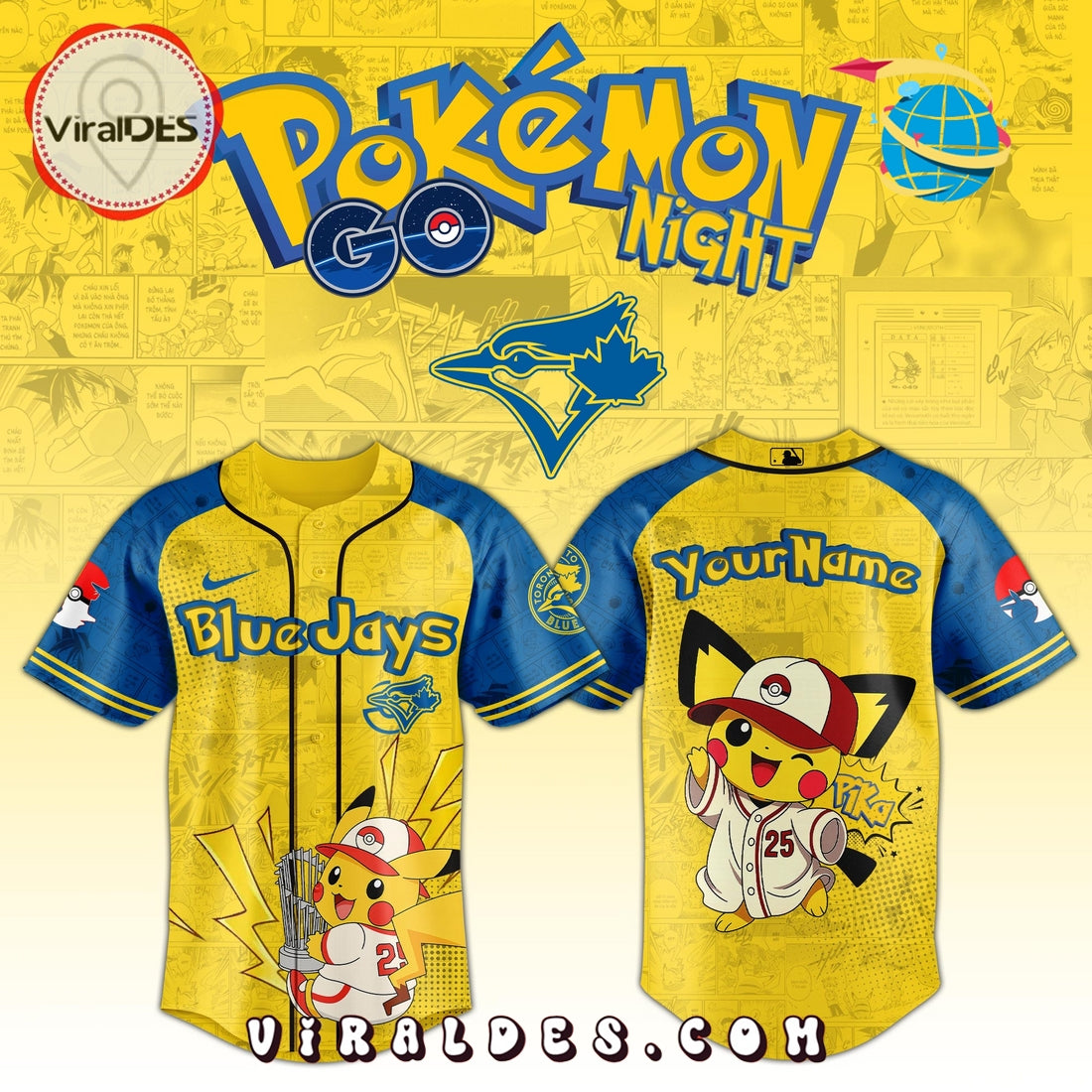 Toronto Blue Jays MLB Pokémon GO Night Baseball Jersey